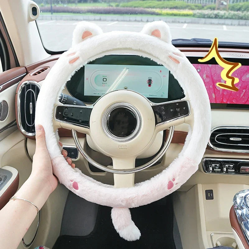 BowLift | Soft Winter Animal Plush Steering Wheel Cover
