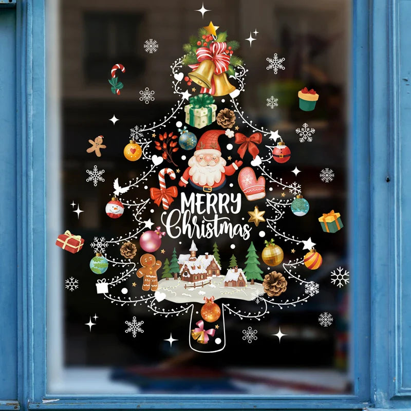 BowLift | LumiFrost | Christmas Window Stickers 2025 | Santa Claus & Christmas Tree | Removable Window Stickers for Glass & Walls | Festive Decor for Christmas & New Year