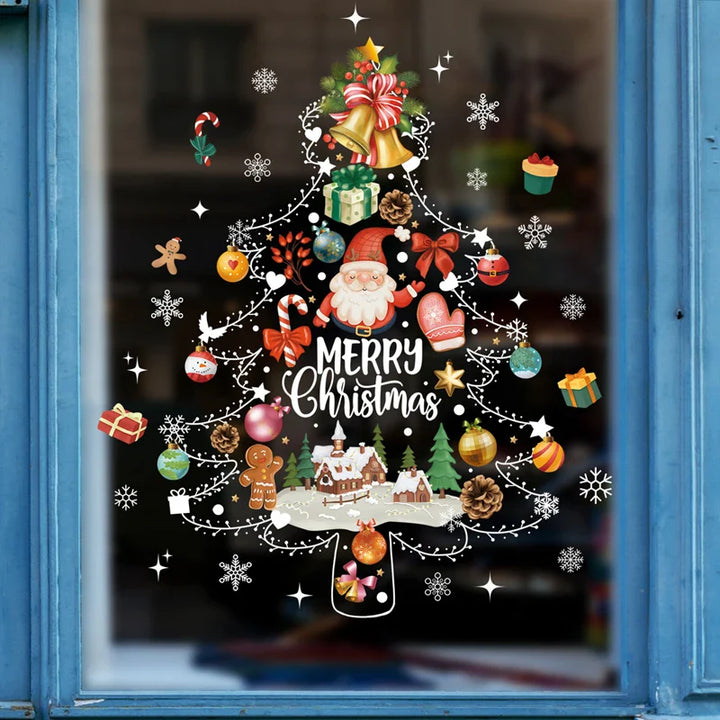 BowLift | LumiFrost | Christmas Window Stickers 2025 | Santa Claus & Christmas Tree | Removable Window Stickers for Glass & Walls | Festive Decor for Christmas & New Year