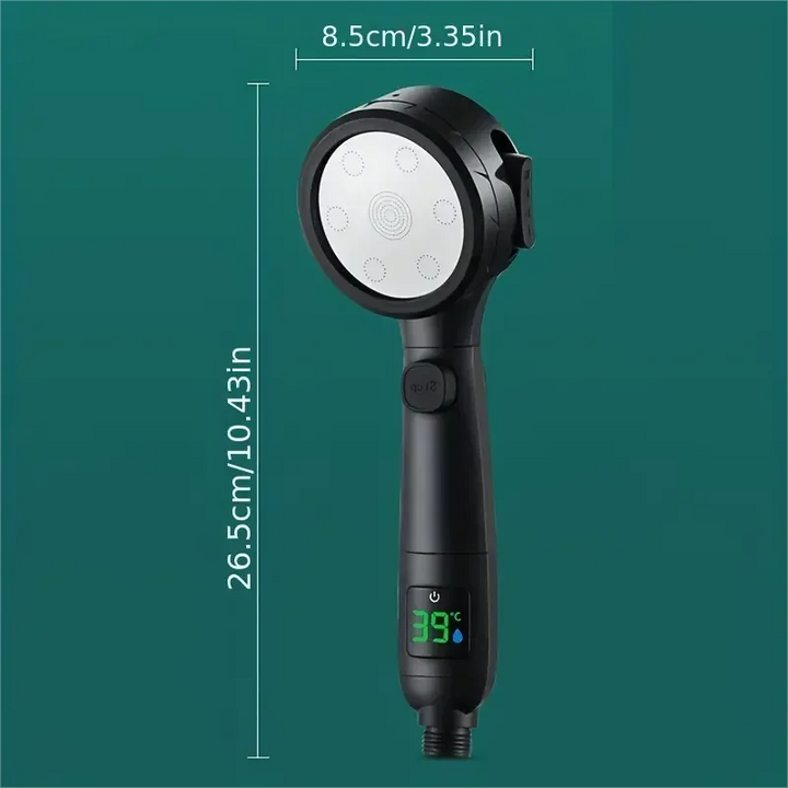 LED Showerhead with Digital Temperature Display | High Pressure & Water Saving Bowlift
