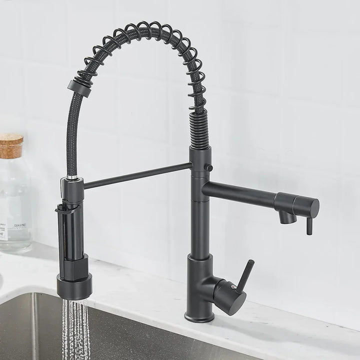 BowLift | DualFlow Kitchen Faucet - Luxurious Double Bronze Kitchen Faucet