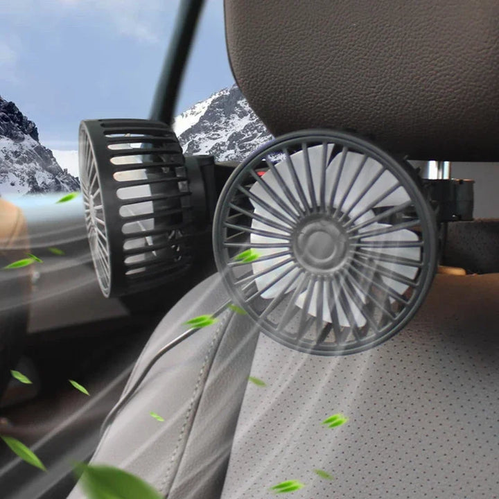 BowLift | Portable USB Dual-Head Car Fan 360° Rotatable with 3 Speeds – CoolBreeze