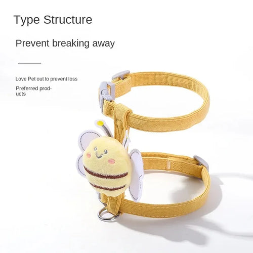BowLift | BeeWalk | Adjustable Harness Set with Leash & Collar | Double Layer Design in Cartoon Bee Look | For Cats & Small Dogs