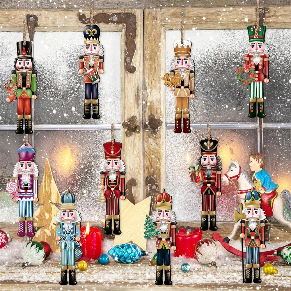 BowLift | Wood Gloss | Christmas Ornament Nutcracker | 12-piece Set | Wooden Ornaments for Hanging | Christmas Decorations & Decor for Christmas 2024/2025