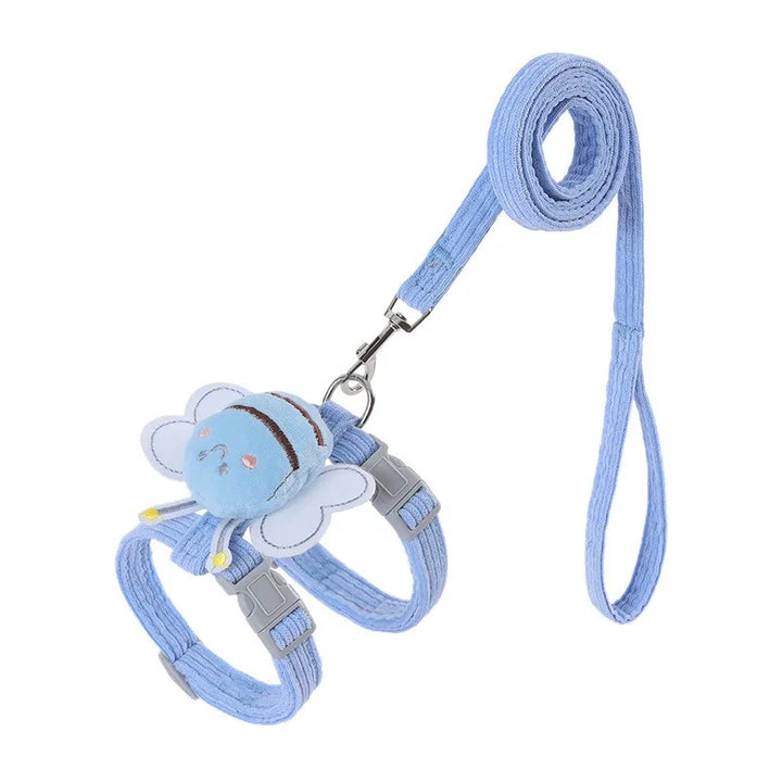 BowLift | BeeWalk | Adjustable Harness Set with Leash & Collar | Double Layer Design in Cartoon Bee Look | For Cats & Small Dogs