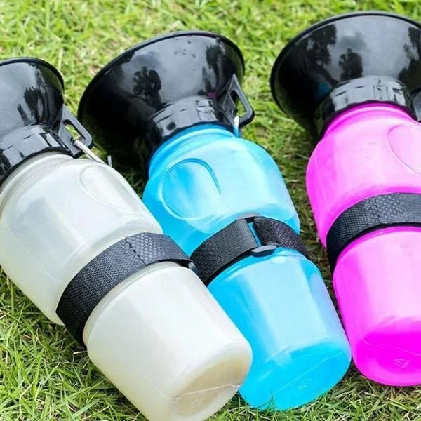 BowLift | Dog Water Bottle HydroPaws | 2-in-1 with Bowl | Leak-proof & Portable | 500ml | Blue, Pink, Grey