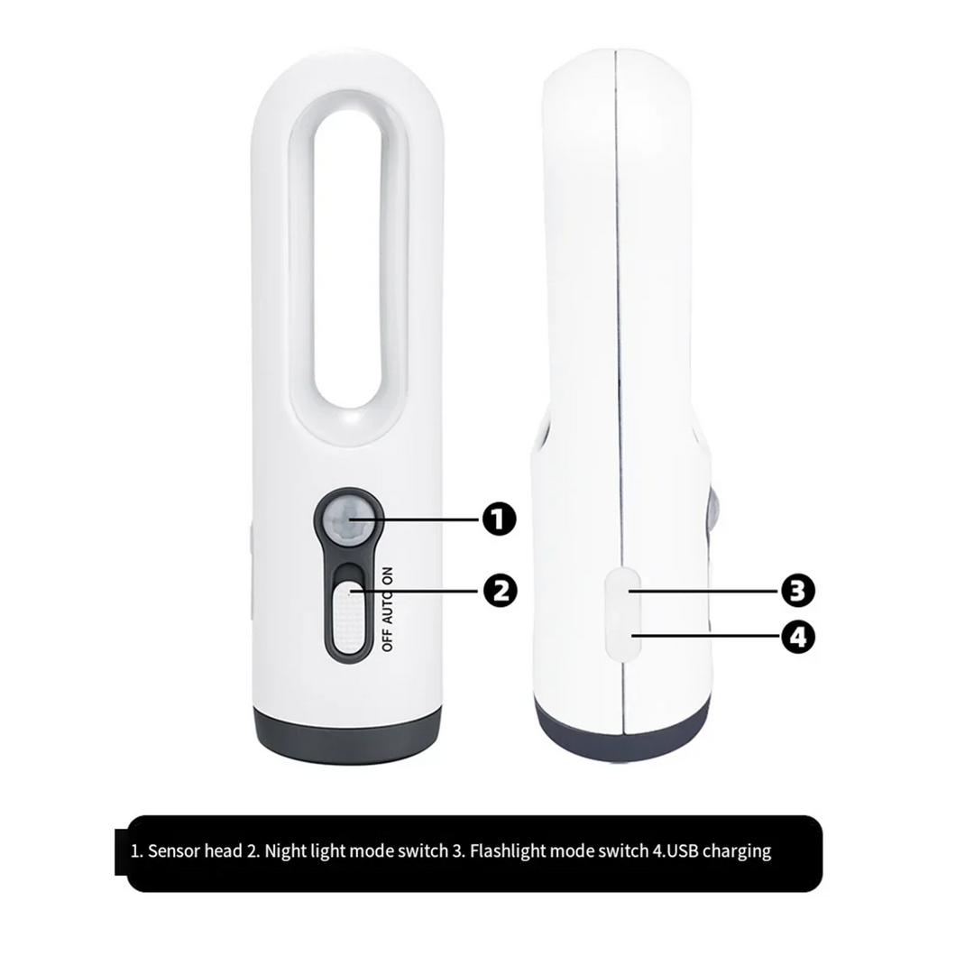BowLift | LED night light with motion sensor | 2-in-1 night light & flashlight | Rechargeable & emergency light | Twilight sensor