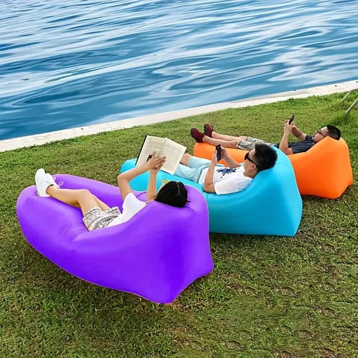BowLift | Inflatable Lounge Sofa | Without Pump & with Headrest | AirLoungeGo Outdoor Sofa 190×70 cm – Portable & Waterproof