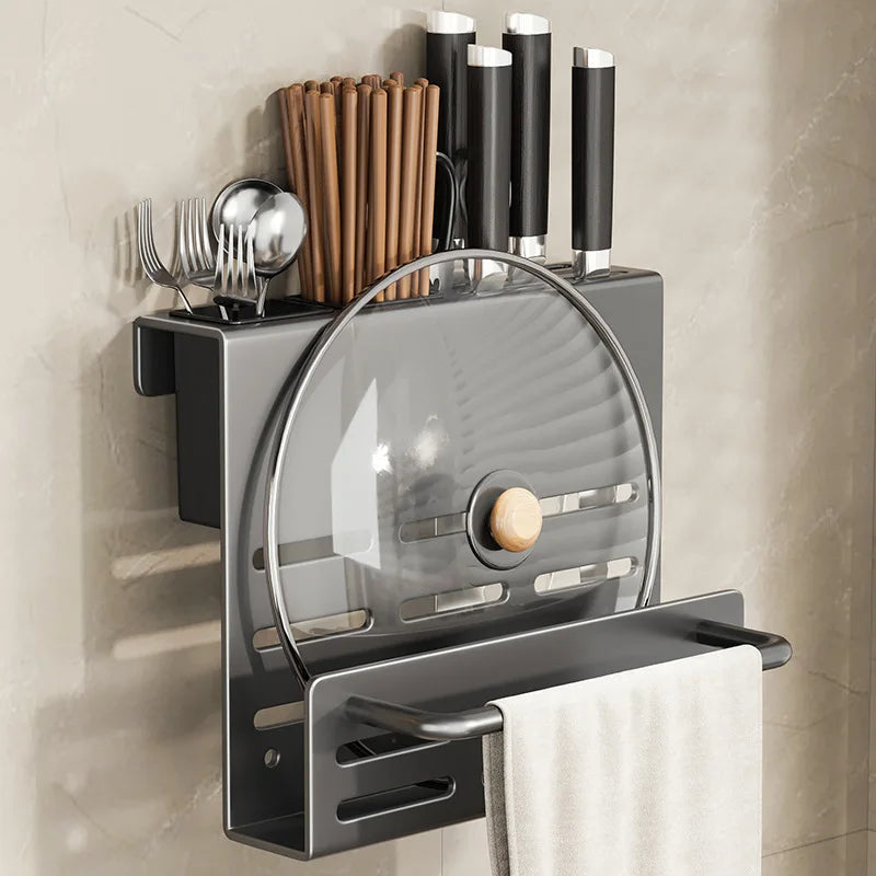 ChefSpace Wall-mounted Knife Holder with Cutting Board Storage – Stainless Steel Bowlift