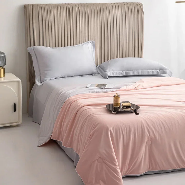 Air Condition Summer Comforter — Pure Color Ice Silk Cooling Blanket, Lightweight & Smooth Twin/King Size Quilt | Bowlift