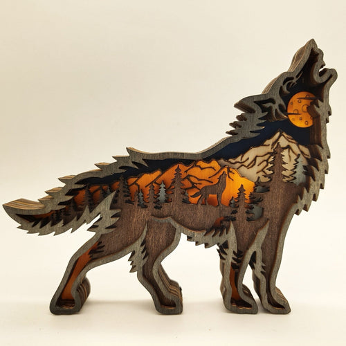 BowLift | Nightglow Wooden Craft Wolf Decor