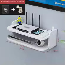 BowLift | SkyConnect Home | WLAN Router Wall Shelf | Hidden Cable Organizer & Socket Holder | Floating Shelf for TV Box & More | White | 40×12×8 cm