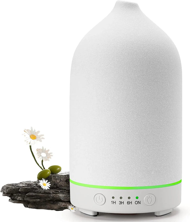BowLift | Aromisca Ceramic Aroma Diffuser | 100 ml Ultrasonic Air Humidifier | 7 LED Colors & Timer | Handcrafted Design