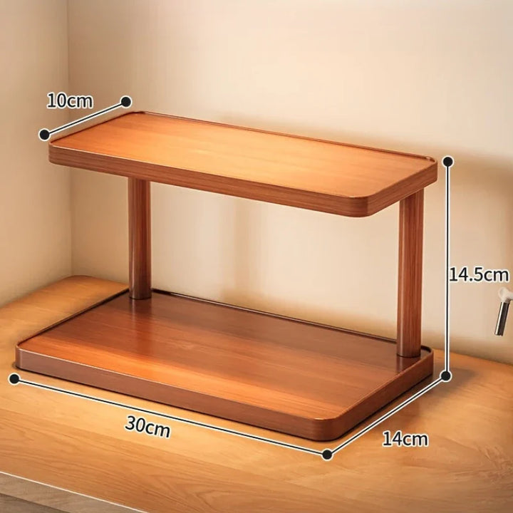 BambuCasa 2-tier wooden shelf Bowlift