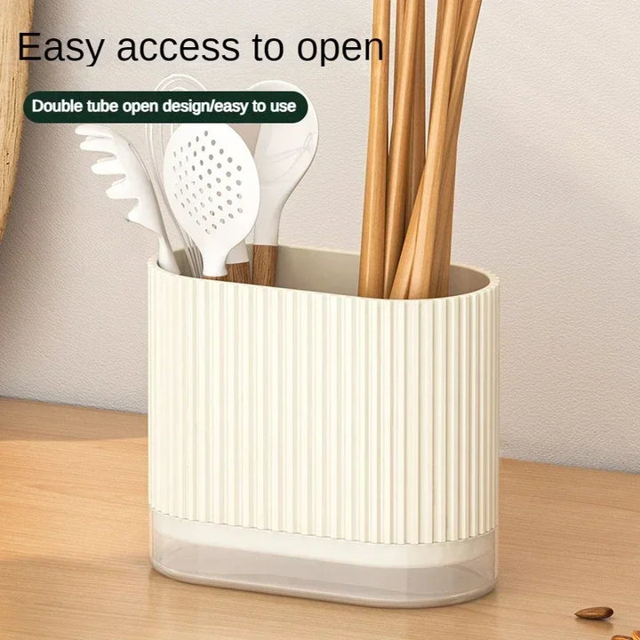 BowLift | Ordina Wall bracket Cutlery holder Kitchen | No drilling | Spoon & chopstick box with drainage | Space-saving organizer made of plastic