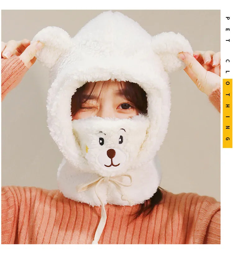 BowLift | Plush Warm Bear Winter Scarf Mask