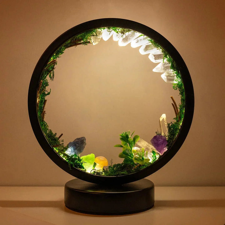 BowLift | Elegant night light - Round frame - Green crystals - Chic decoration