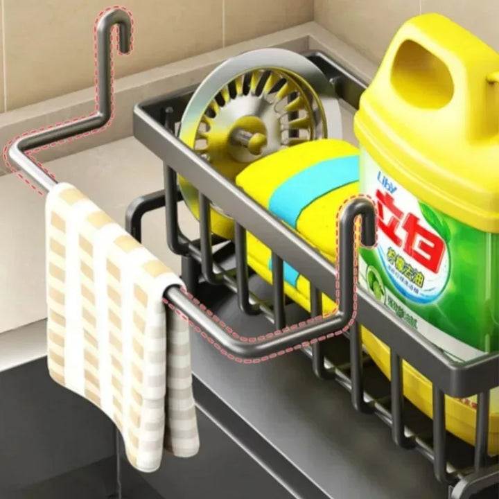 BowLift | Kitchen Soft Sponge Holder Kitchen | Multifunctional Draining Rack | For Sink, Cloths & Dish Soap | Organizer Shelf