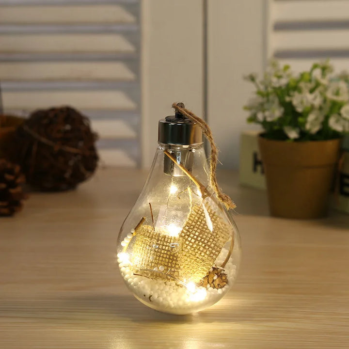 BowLift | LumiLeaf LED Light Orb with Leaves | Transparent Decorative Light with Warm Sparkle | Battery Operated & Hangable | For Weddings, Christmas & Living Room