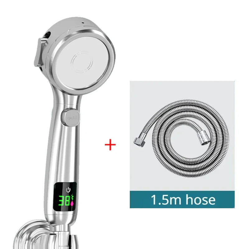 LED Showerhead with Digital Temperature Display | High Pressure & Water Saving Bowlift
