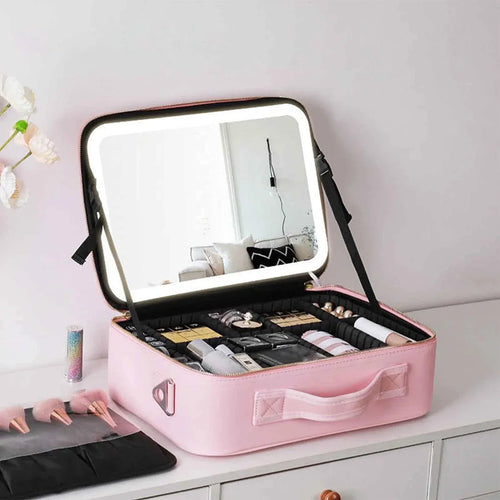 BowLift | Travel Cosmetic Case LED Mirror Makeup Bag