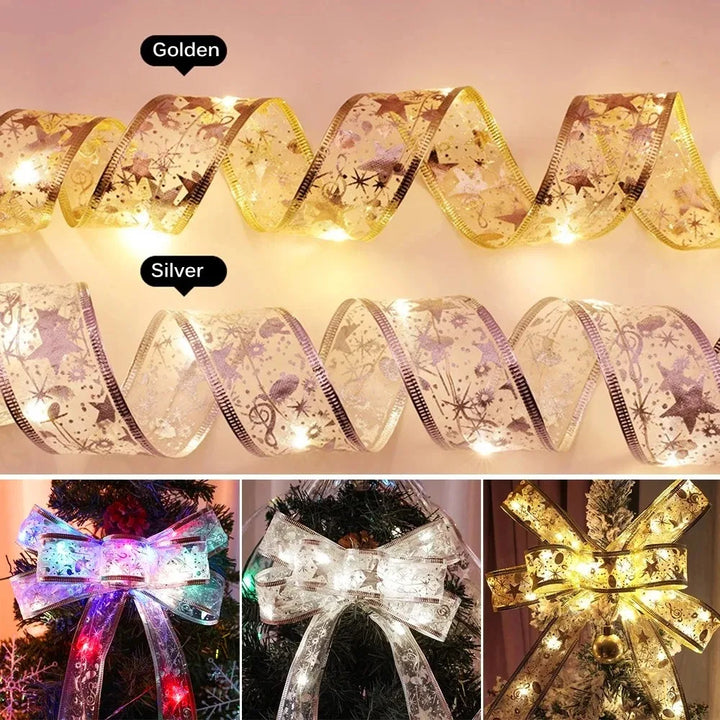 BowLift | Lumibelle | Christmas ribbon with light chain | LED ribbon light | For tree, window & table decoration | Warm white | Christmas & New Year 2026