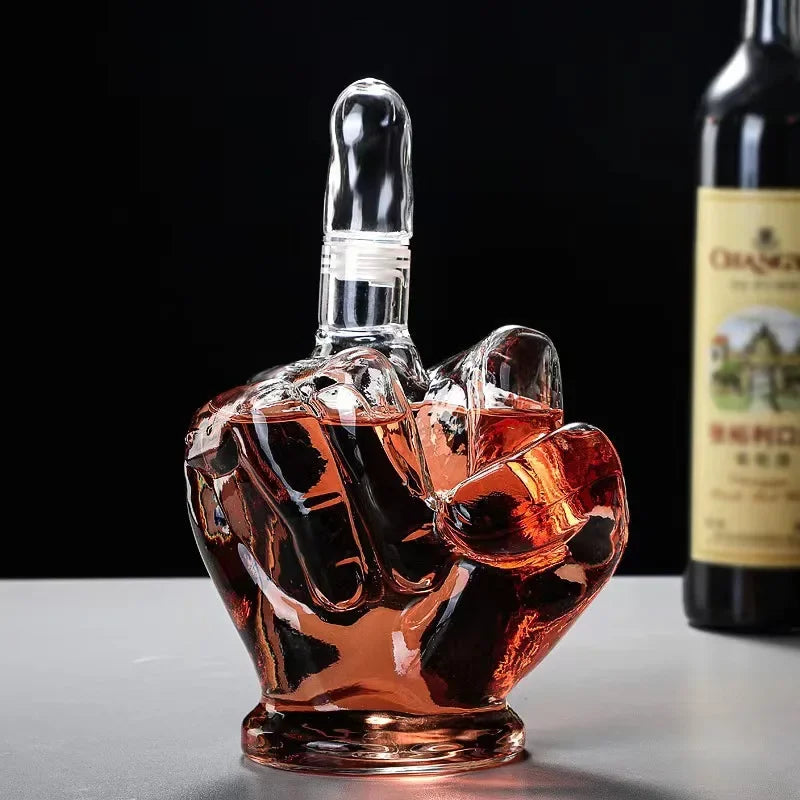 BowLift | Middle Finger Crystal Clear Fun Decanter