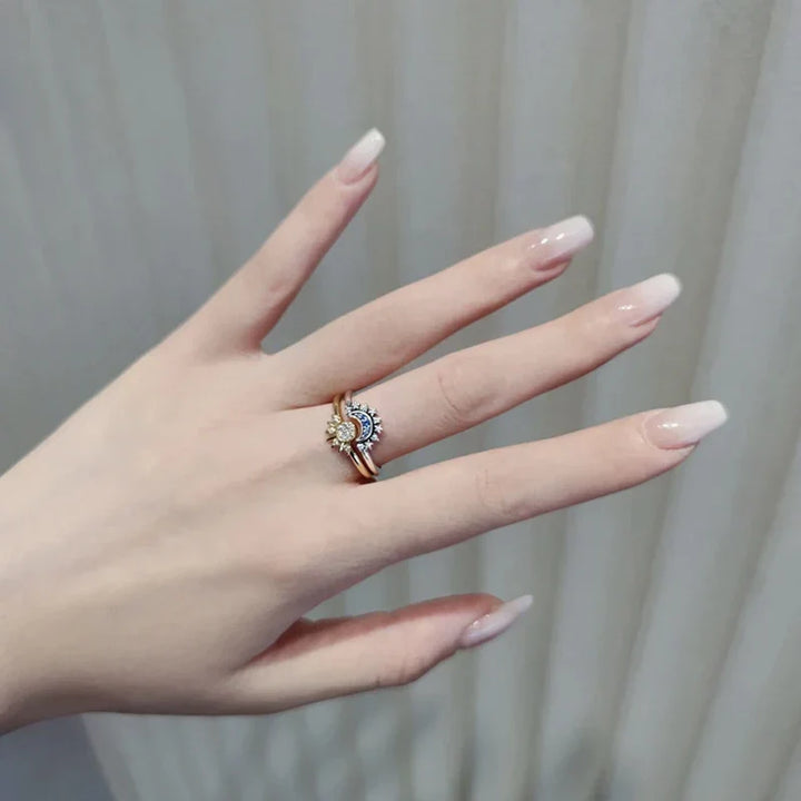 BowLift | Celestial Sun and Moon Charm Sparkling Ring
