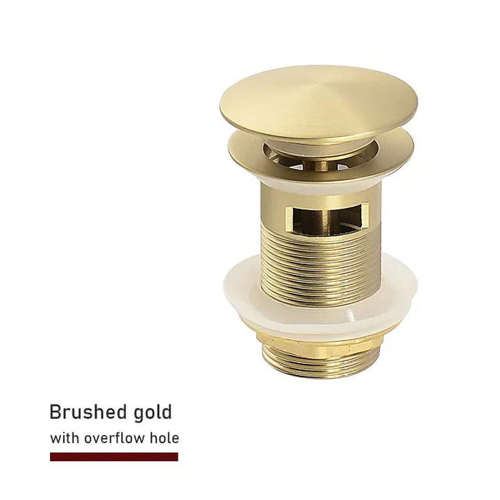 Drain screw with push-down popup – brass | 11 colors | With or without overflow Bowlift