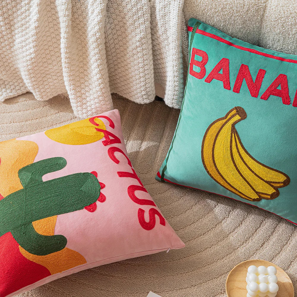 Fruit Embroidered Cushion Cover | Bowlift