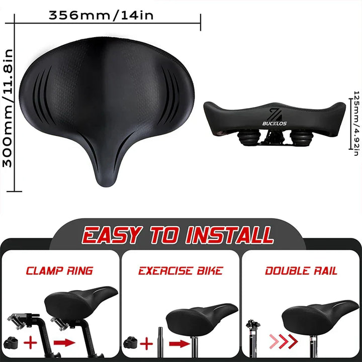 BowLift | Oversized Bike Saddle with Shock Absorption and Waterproof Design – Comfortable Bicycle Seat for Long Distances