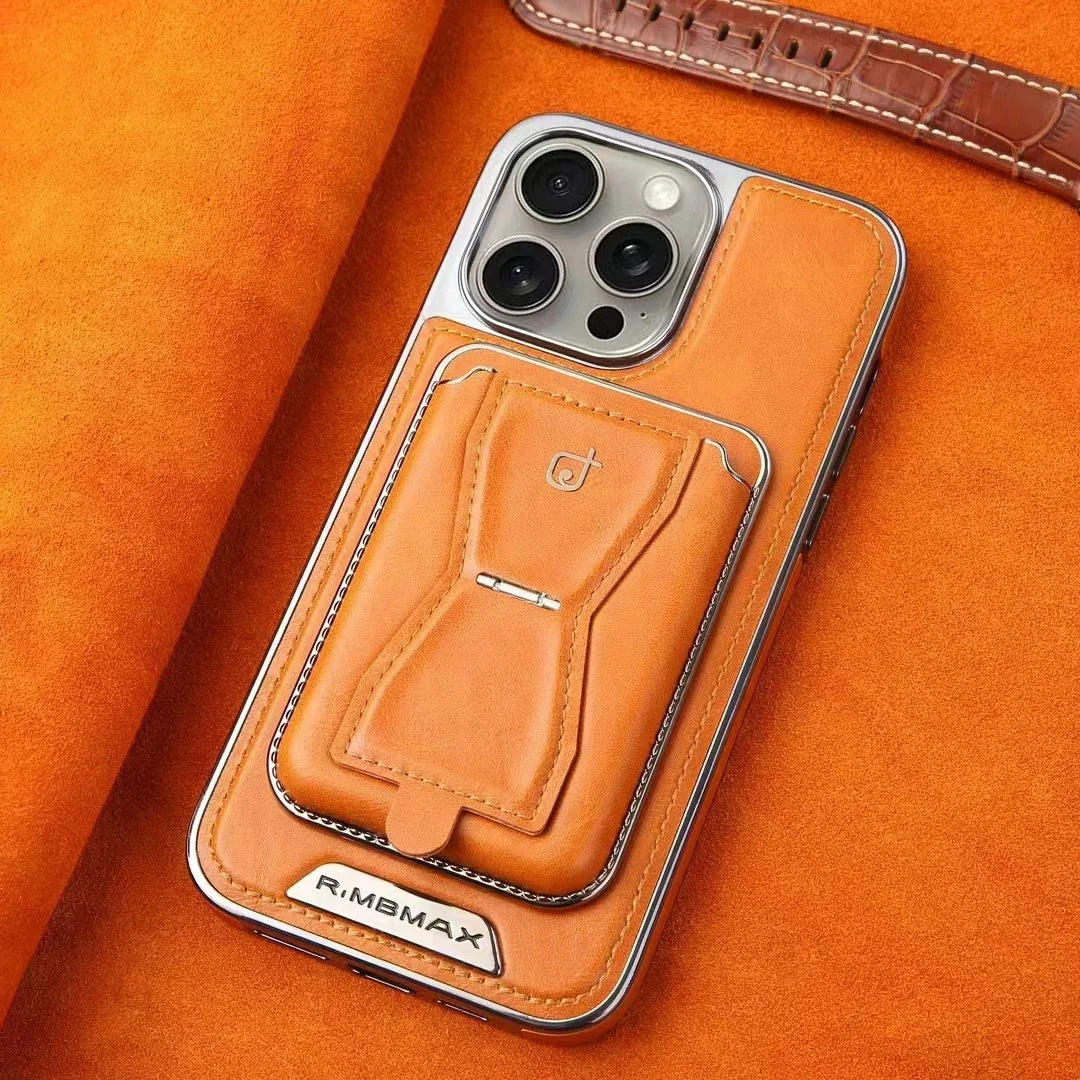 BowLift | Lux Hold Leather Wallet Stand iPhone Case