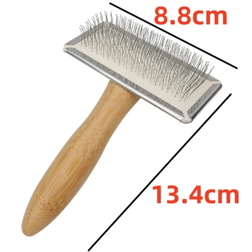 BowLift | PuroPetz Dog & Cat Brush Made of Solid Wood | Stainless Steel Comb | Removes Undercoat & Tangles | Soft Coat Care & Massage