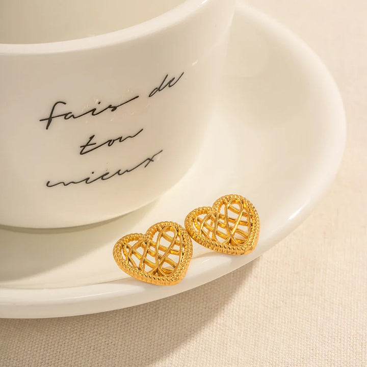 BowLift | 18k Open Heart Mesh Earrings