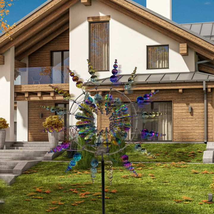 Unique Solar-Powered Kinetic Metal Windmill Spinner - Magical Wind Collectors for Patio, Garden, Lawn Outdoor Decoration Bowlift