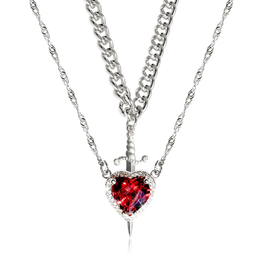 BowLift | Heart and Sword Couple Necklaces