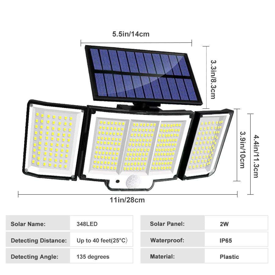 BowLift | Solar Wall Light LumoGuard 318LED | Motion Sensor & 3 Lighting Modes | IP65 Waterproof for Garden, Terrace & Fence