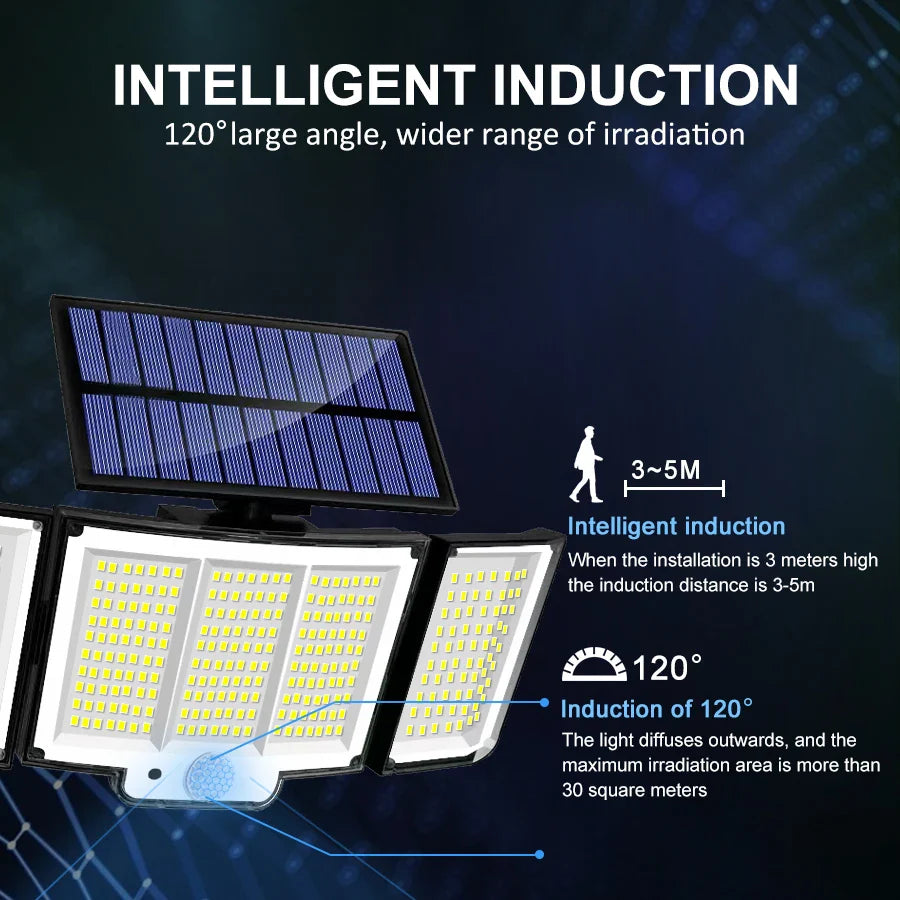 BowLift | Solar Wall Light LumoGuard 318LED | Motion Sensor & 3 Lighting Modes | IP65 Waterproof for Garden, Terrace & Fence