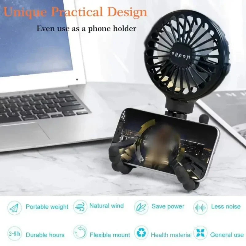 Rechargeable Baby Stroller Fan: Handheld USB Bladeless Mini Ventilator - Silent Cooling for Outdoor Use, Neck and Table Fan | Bowlift