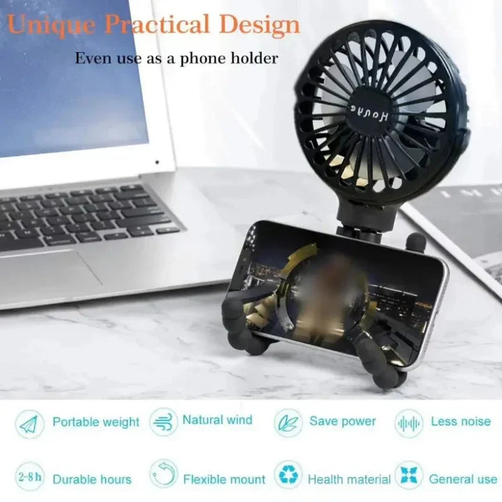 Rechargeable Baby Stroller Fan: Handheld USB Bladeless Mini Ventilator - Silent Cooling for Outdoor Use, Neck and Table Fan | Bowlift