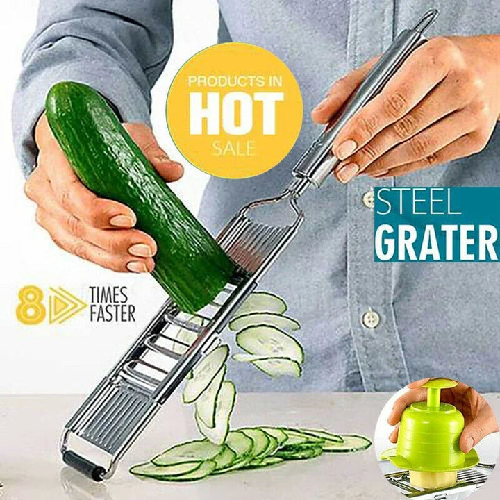 BowLift | Kitchen Cut Stainless Steel Vegetable Grater & Chopper | 3-in-1 Kitchen Grater | Non-Slip & Dishwasher Safe