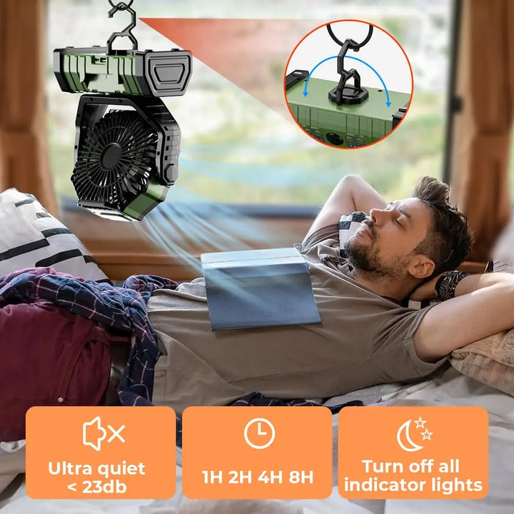BowLift | Camping Fan with 20,000mAh Battery, LED Light & Remote Control – AirMate