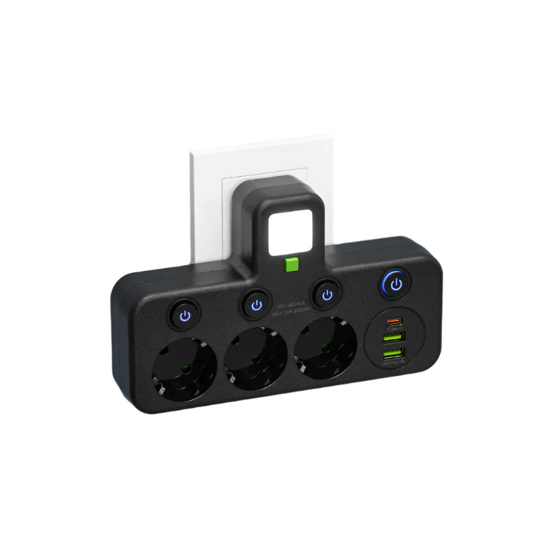 BowLift | Multi-socket VOLTRIQ ProLine | 3–4 sockets + 2× USB & 1× Type-C | 2500 W | Surge protection & control switch