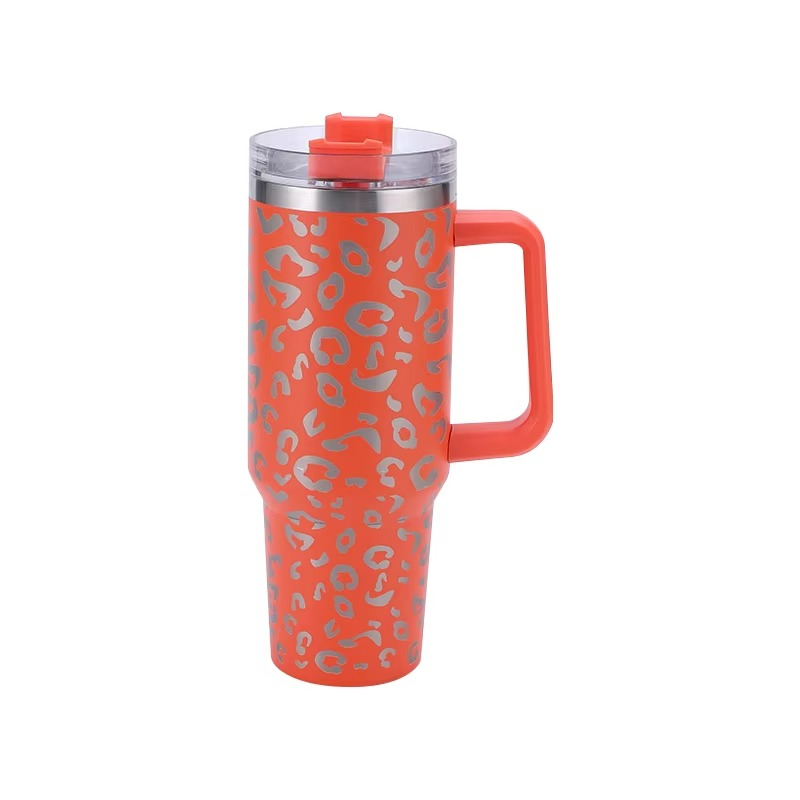 BowLift | Leopard Print Insulated Tumbler with Handle and Straw 40oz Stainless Steel