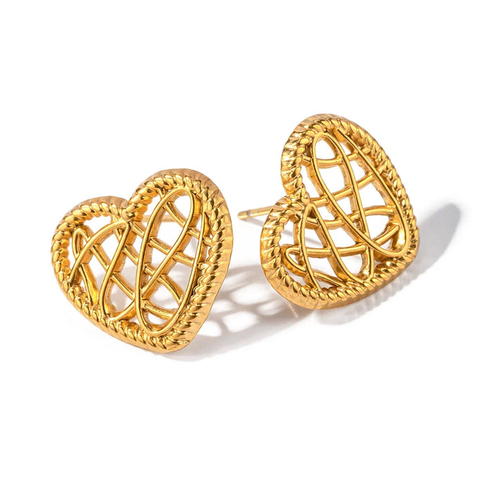 BowLift | 18k Open Heart Mesh Earrings