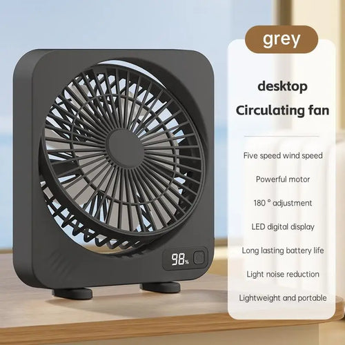 BowLift | AeroLino USB Desk Fan | 5-Level Digital Display | Portable & Quiet | For Office, School & Home