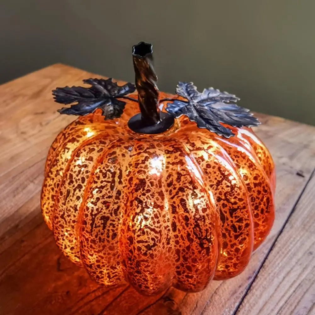 BowLift | Aurelia Glow Glass Pumpkin Decoration | Starry Sky Design | LED & Timer Function | Autumn & Halloween