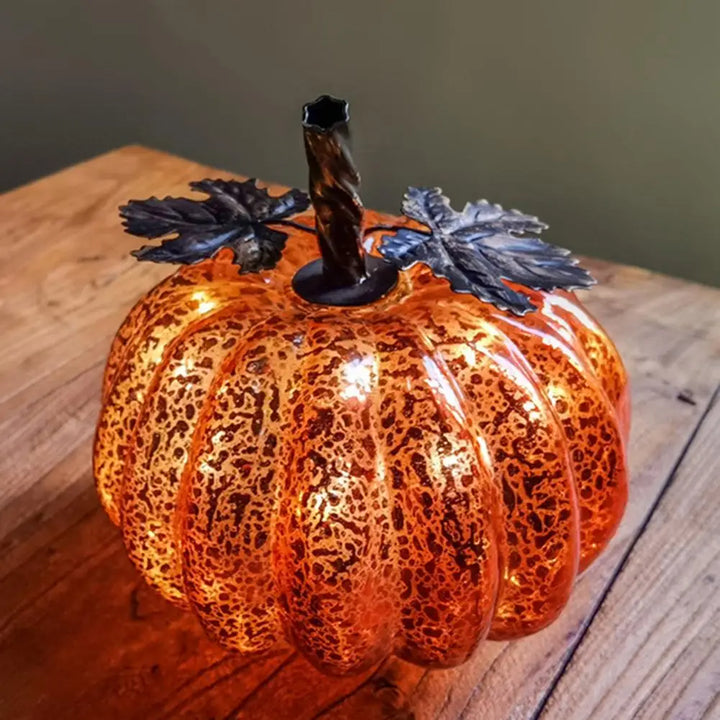 BowLift | Aurelia Glow Glass Pumpkin Decoration | Starry Sky Design | LED & Timer Function | Autumn & Halloween