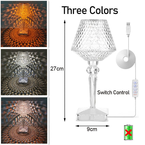 BowLift | Diamond Glow Rechargeable Crystal Table Lamp