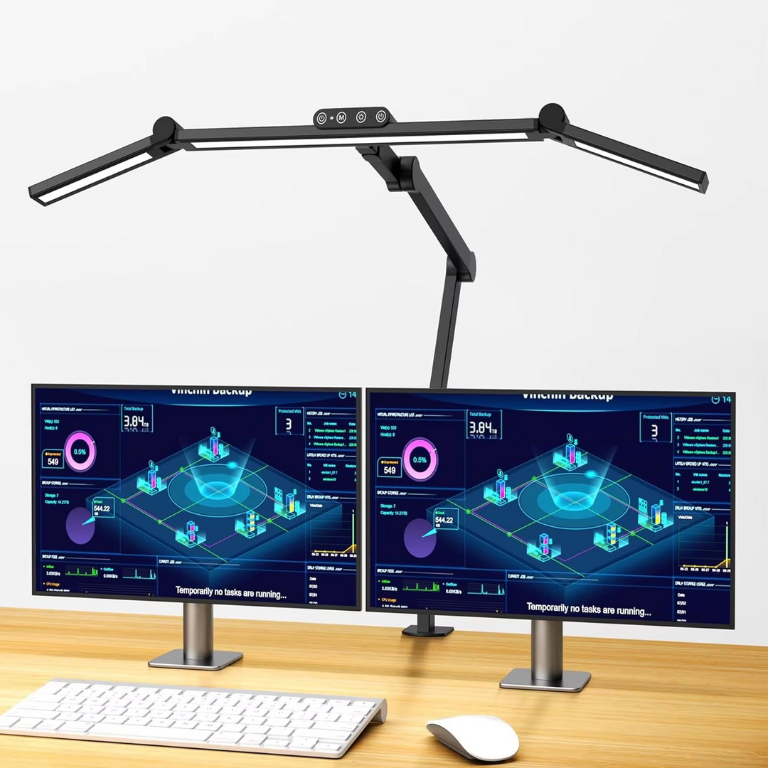 BowLift | 24W Triple Head LED Desk Lamp with Clamp and Auto Dimming for Office and Home